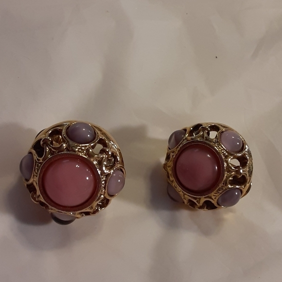 Pink and Purple Clipon Earrings - Picture 2 of 5